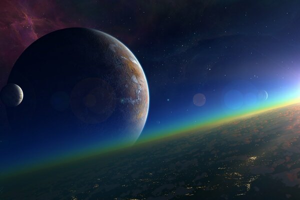 La superficie della terra illuminata dal sole