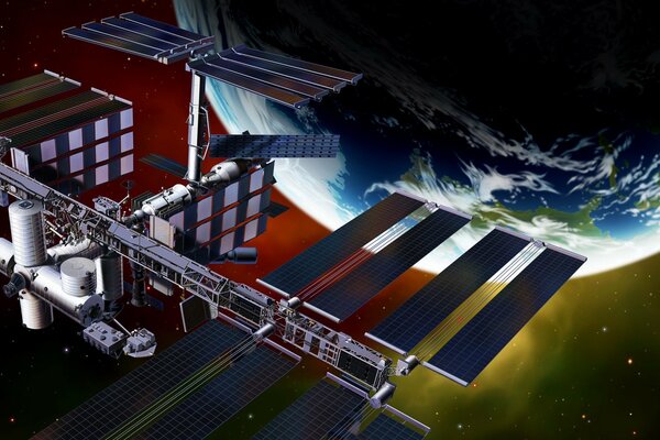 Station orbite dans l espace au-dessus de la terre