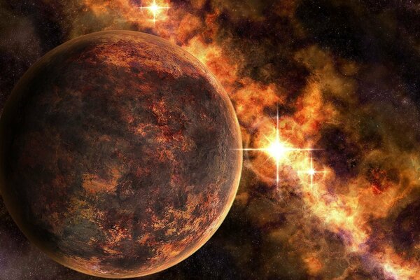 La nebulosa arancione si avvicina al pianeta