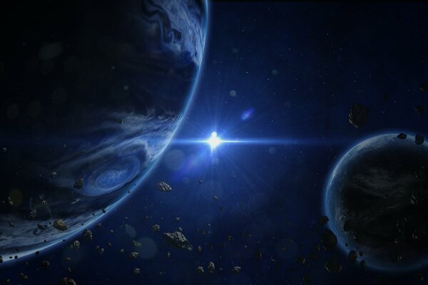 Deux planètes et une étoile dans l espace