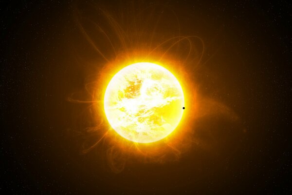 Blick aus dem Weltraum auf die Sonnenwellen