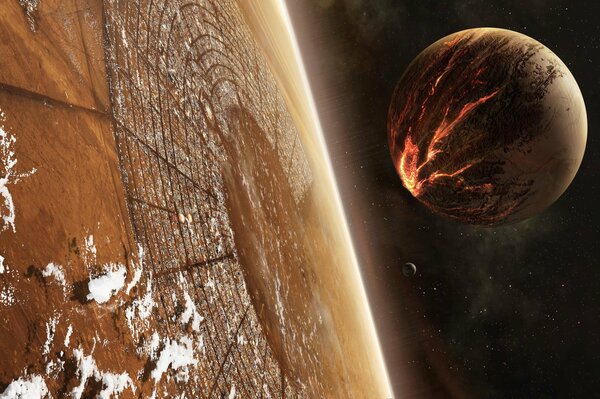 Al rojo vivo por el fuego, el planeta corre hacia el marrón contra el cielo negro
