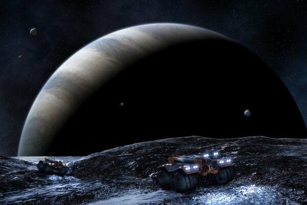 Space cars on the gas giant