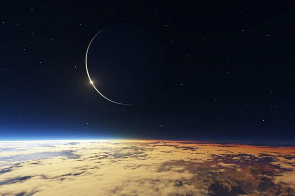 Blick auf den Erdsatelliten, der die Sonne verdeckt hat