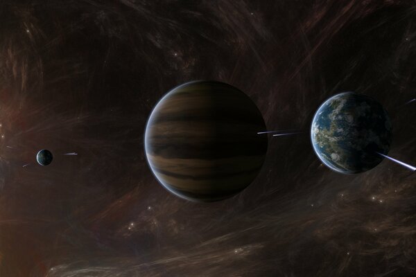 Planets of the solar system in interstellar space. Gas flows