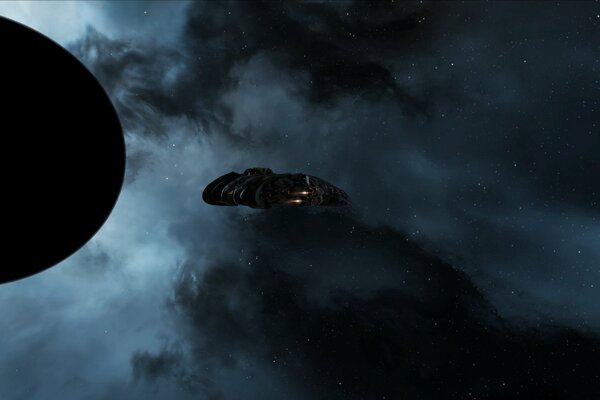There is a nebula in space, a gloomy picture