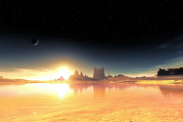 Fantastische Landschaft eines fremden Planeten