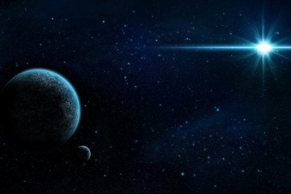 Satélite en el espacio del planeta estrella