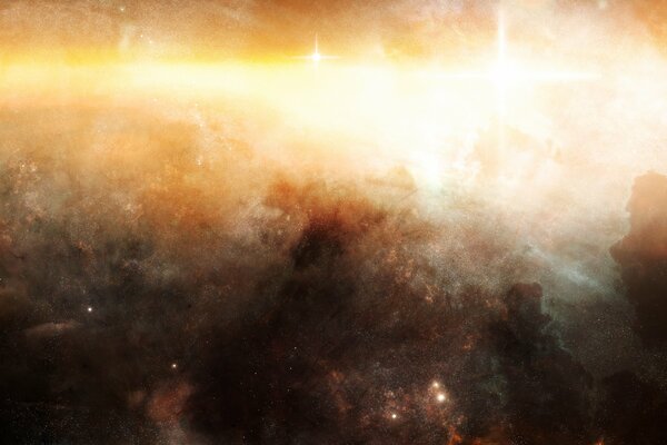 Carta da parati spaziale con nebulose e ammassi stellari