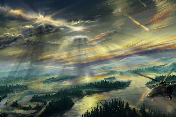 Disegno dell Apocalisse della grande taiga