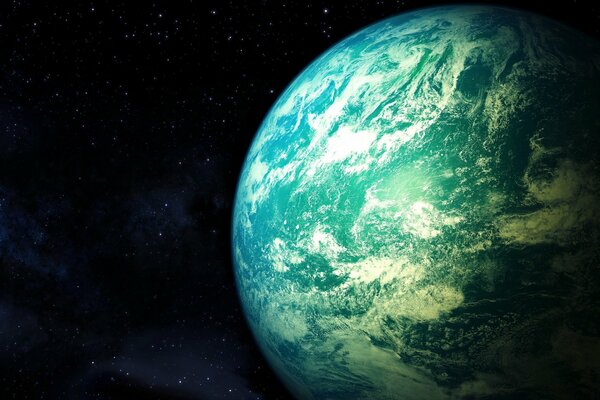 Green Planet in space art