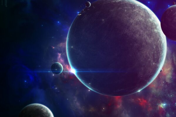 Satélite del planeta en el espacio y el espacio