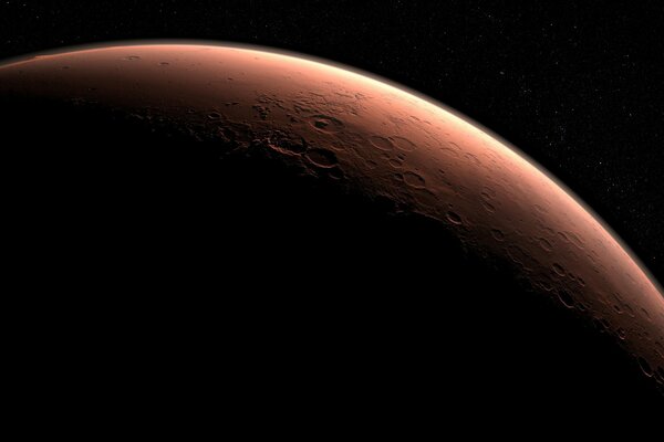 Crateri su Marte e stelle sullo sfondo