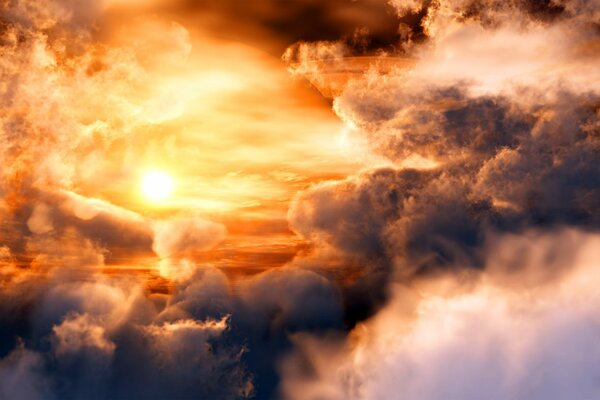 Sunset among the clouds