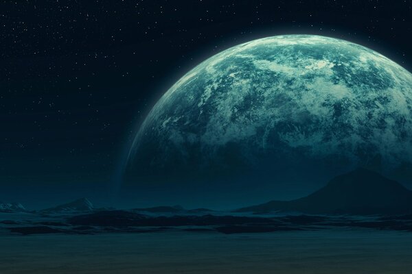 Énorme planète au - dessus de la surface de la terre