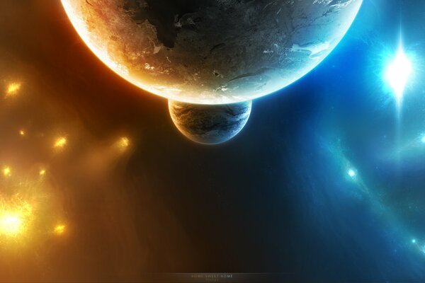 Dos planetas en el infinito del Cosmos