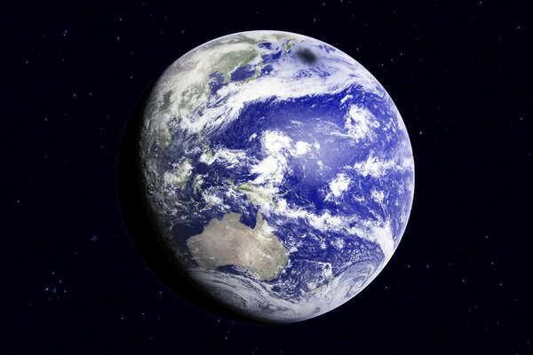 Planet Earth in space with stars