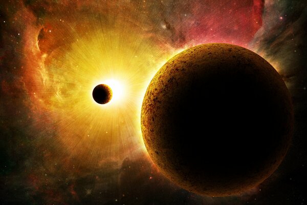 Paysage spatial de la galaxie avec des planètes