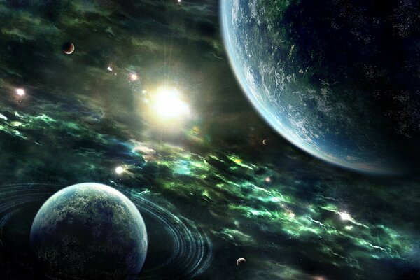 Ringe des Lichts um den Planeten