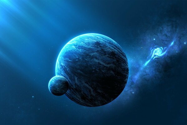 Kosmischer Nebel in blau-blauer Farbe