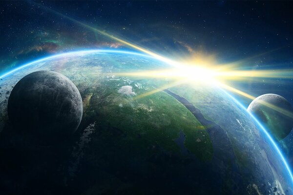 Zamelya and satellites from space art