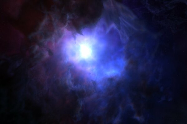 Attraverso la nebbia scura si vede un bagliore luminoso