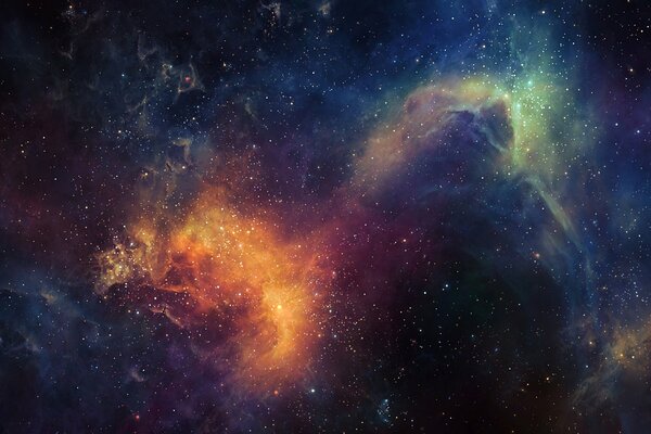 Bagliore multicolore e stelle luminose nello spazio