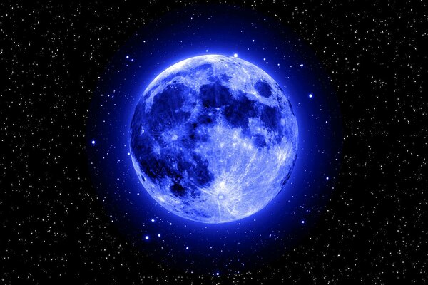 Étoiles autour de la lune bleue