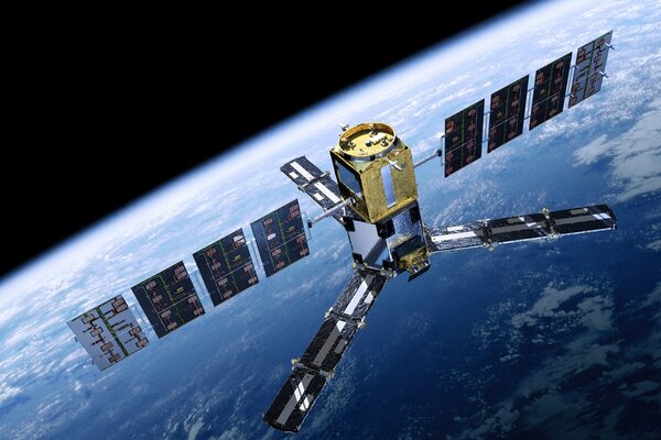 Satellite space telescope above the earth