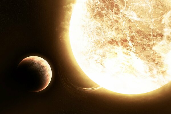 Interplanetary distance in black and gold representation