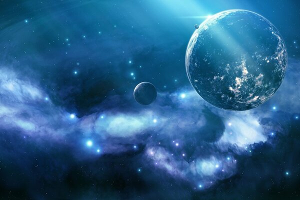 A system of stars on a blue-purple background