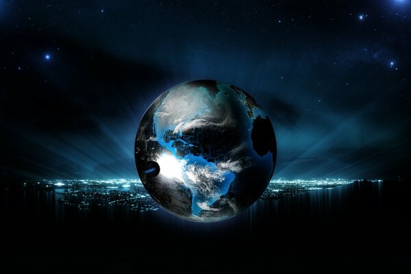 Pianeta terra al chiaro di luna