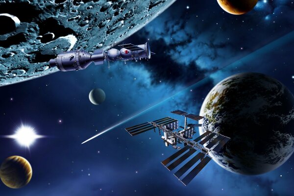 Planets of the solar system in space