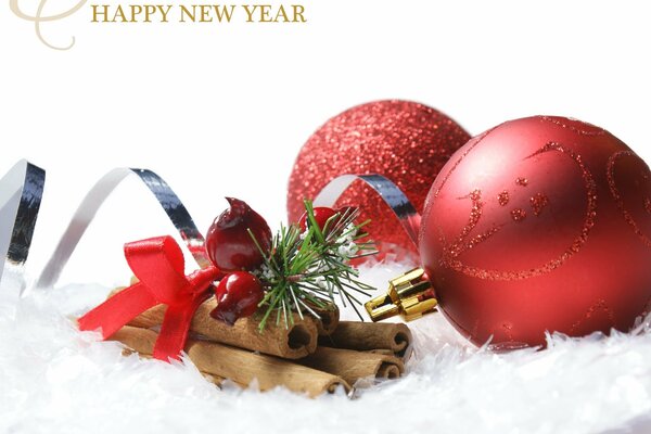 Red balloons for New Year and Christmas