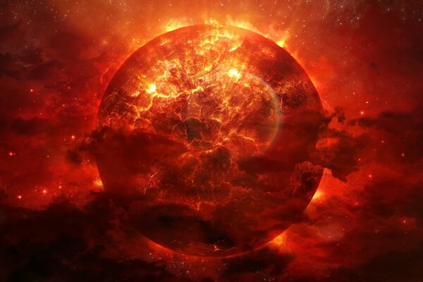 Faglie e crepe nello spazio nebulosa rossa