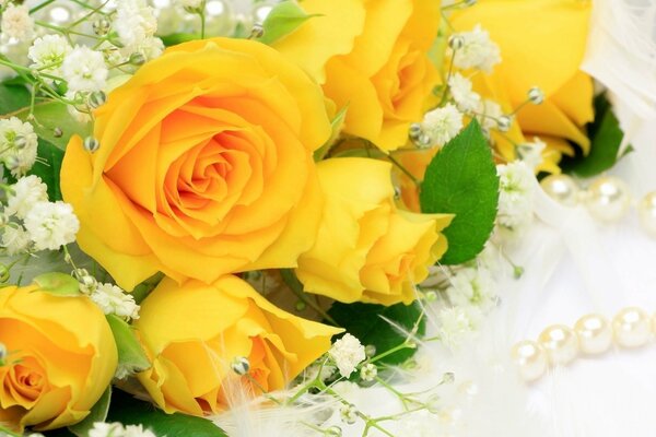 Beautiful bouquet of yellow roses