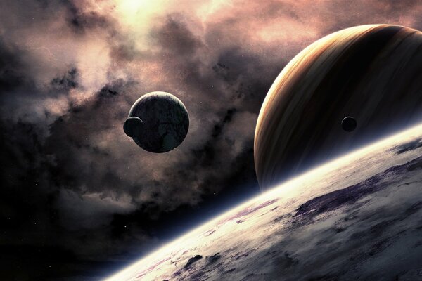 View of planets in deep space