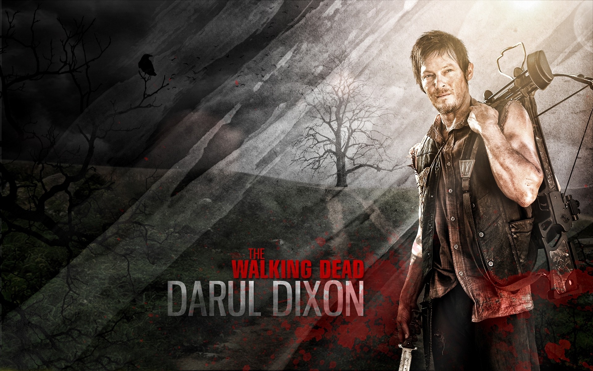 serie ballesta zombie cuchillo the walking dead serie daryl dixon norman reedus fondo actor