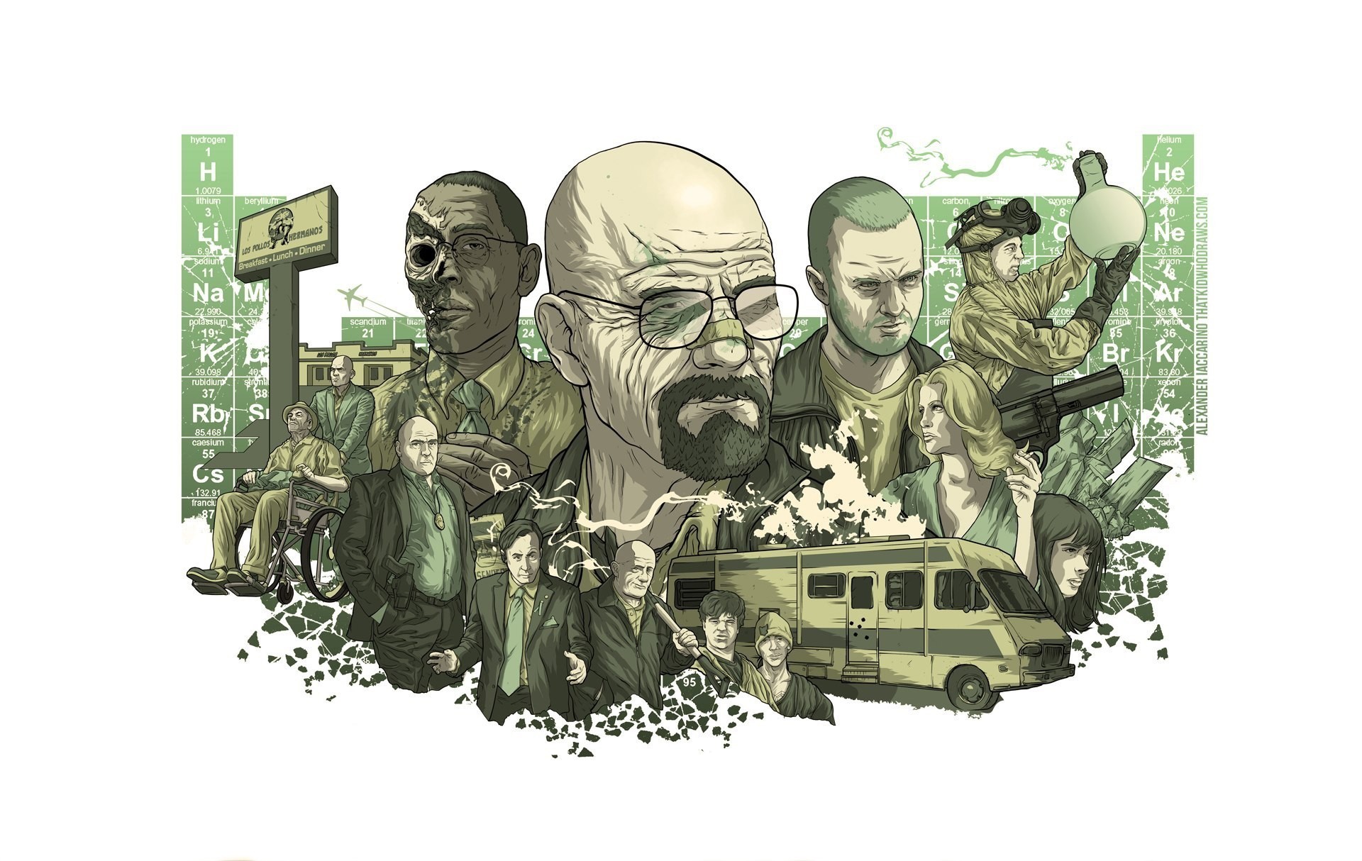 eries in all serious characters heisenberg walter white jesse pinkman methamphetamine dope chemical table