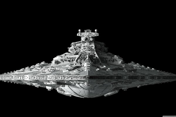 A Star Wars destroyer on a black background