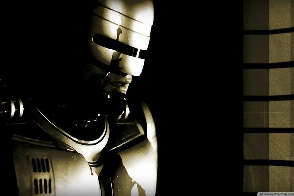 Beautiful Robocop on a black background