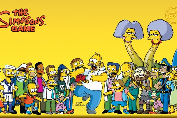 Plakat z postaciami z serialu animowanego Simpsonowie