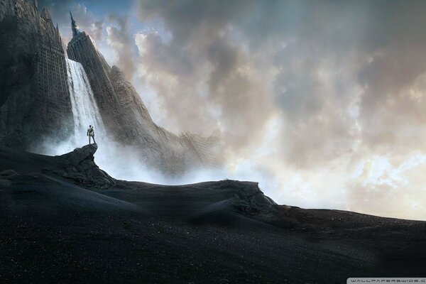 Tom Cruise auf einem Wasserfall Hintergrund