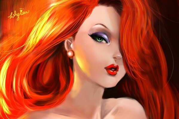 Art of a beautiful red-haired girl