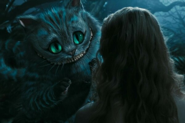 The Cheshire cat moved its muzzle to Alice s face