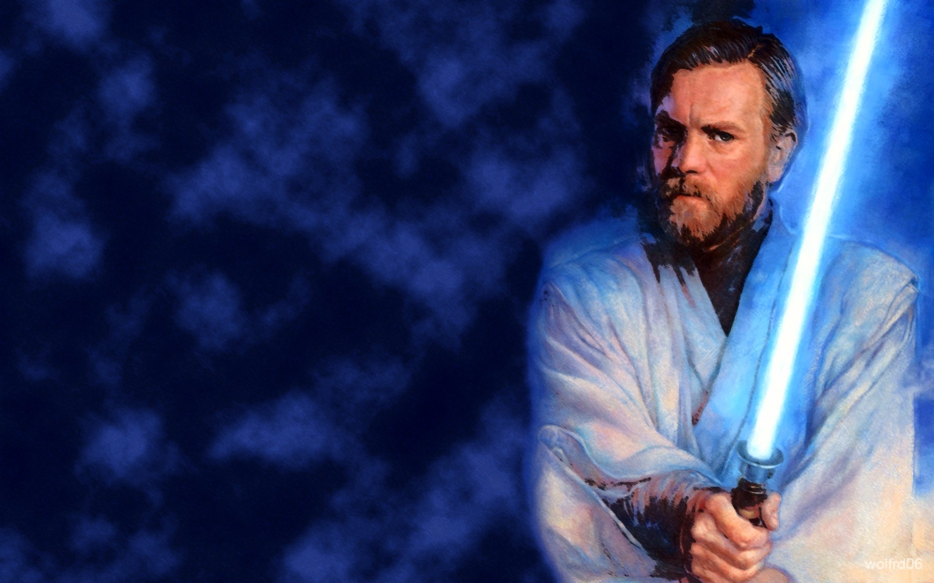 tar wars blue lightsaber obi-wan kenobi jedi