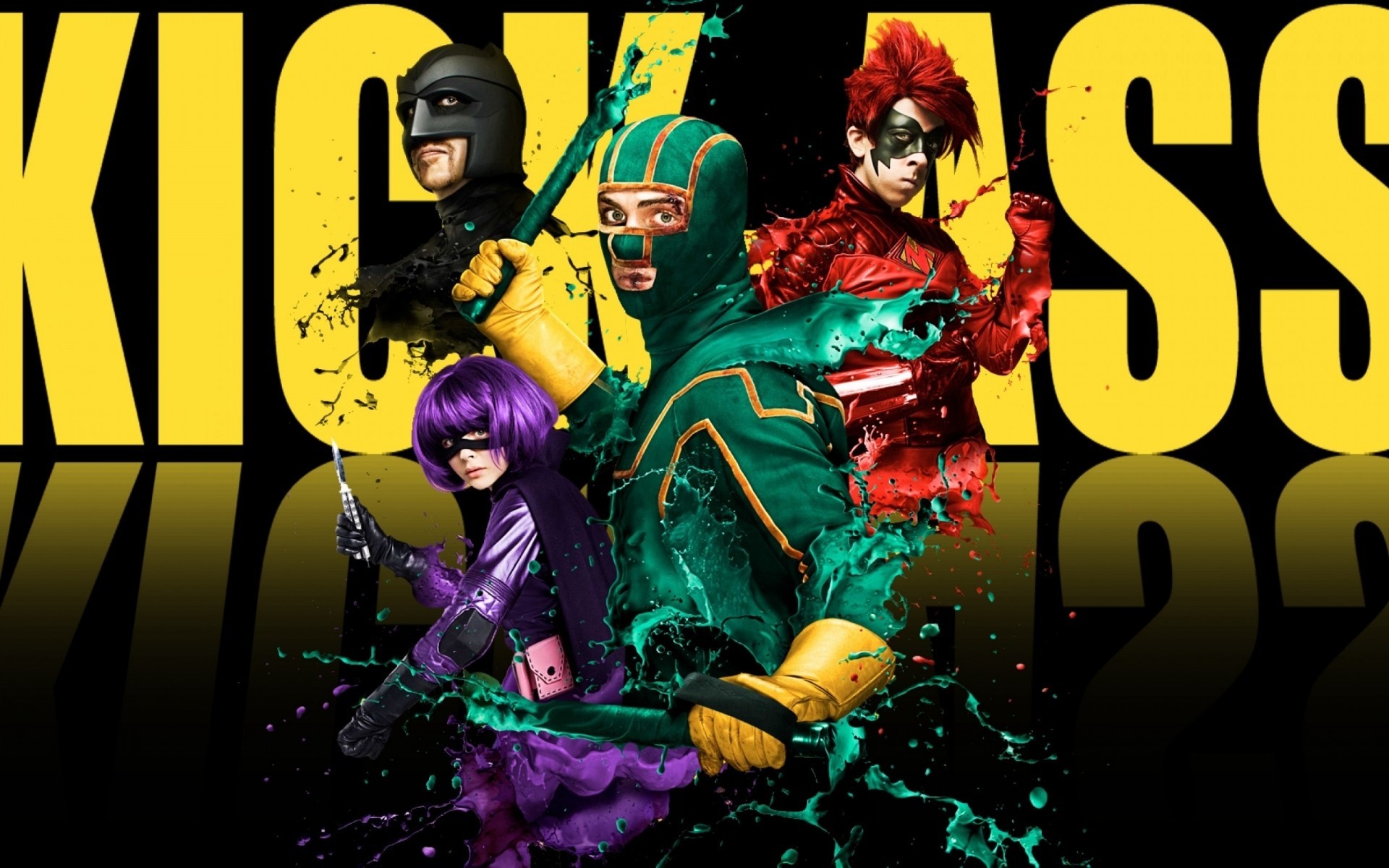 lettrage action coup de pied comédie vue hit-girl graphisme