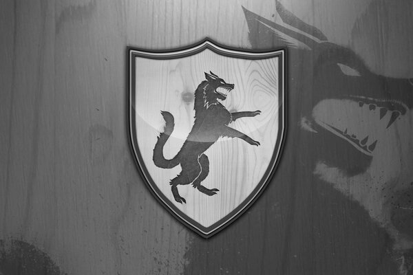 Blason sur le mur avec l image d un loup