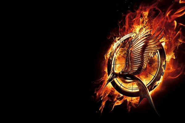 Emblème des Hunger Games sur fond noir