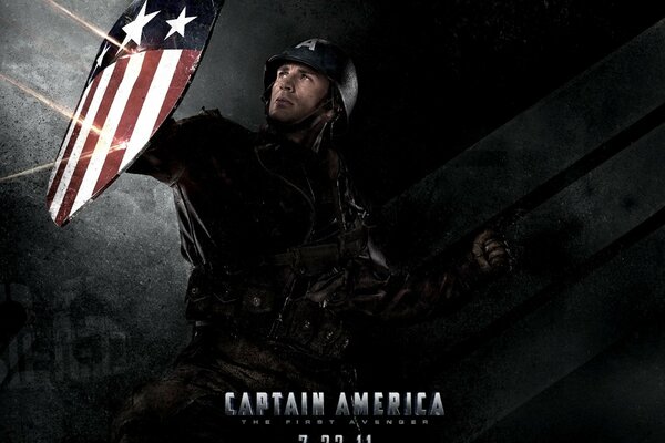 Captain America on a black background